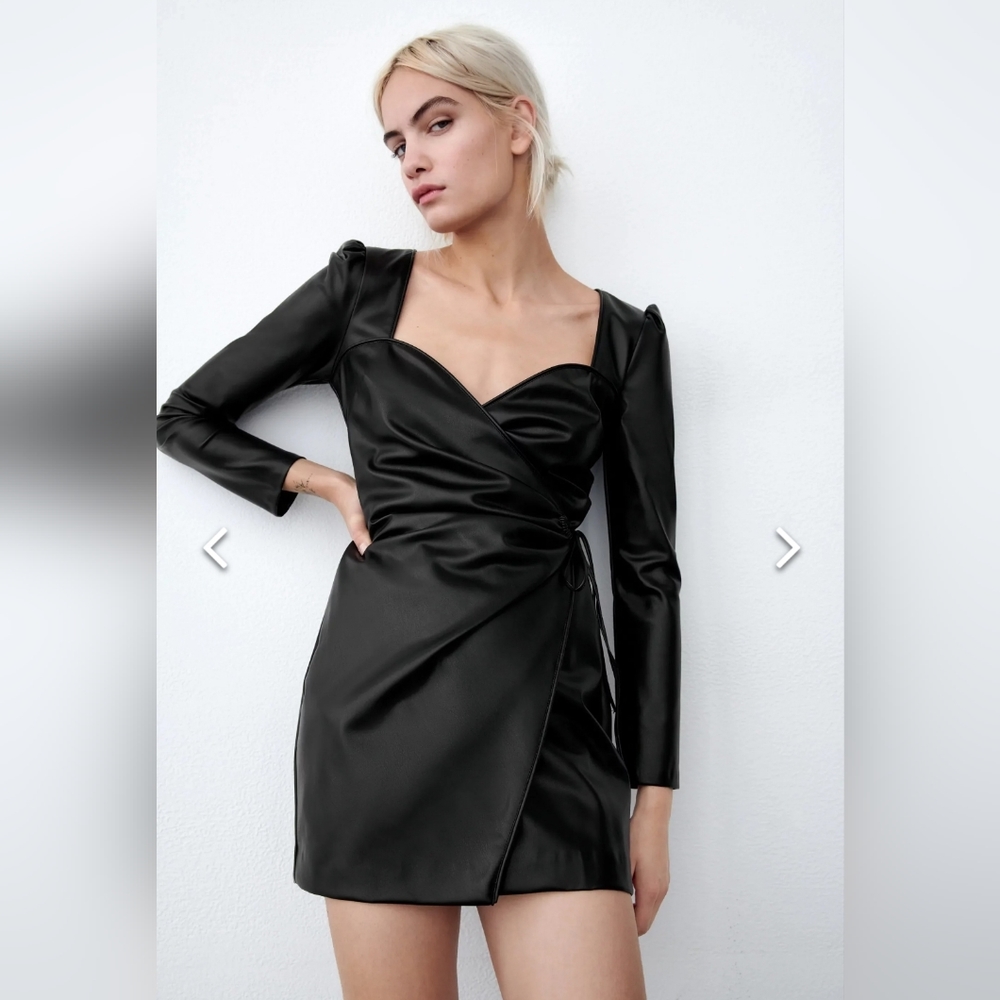 Zara Faux Leather Wrap Dress
